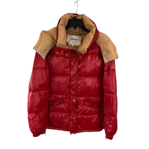 Cropp Red Puffer Jacket Women's XL Hooded Outerwear Winter Coat - Picture 1 of 10